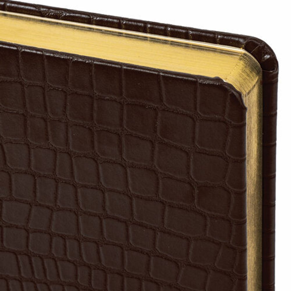 Ежедневник полудатированный А5 (148х218 мм) BRAUBERG "Alligator", под кожу, 208 л., коричневый, 124986