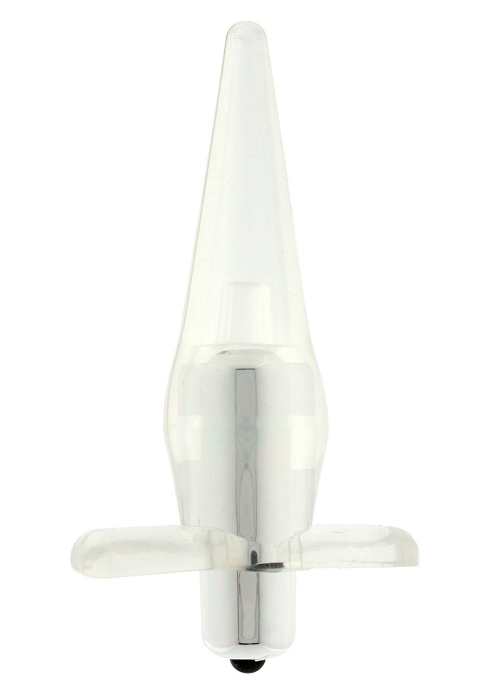 Прозрачная анальная пробка Power Buttplug с вибрацией - 12 см.