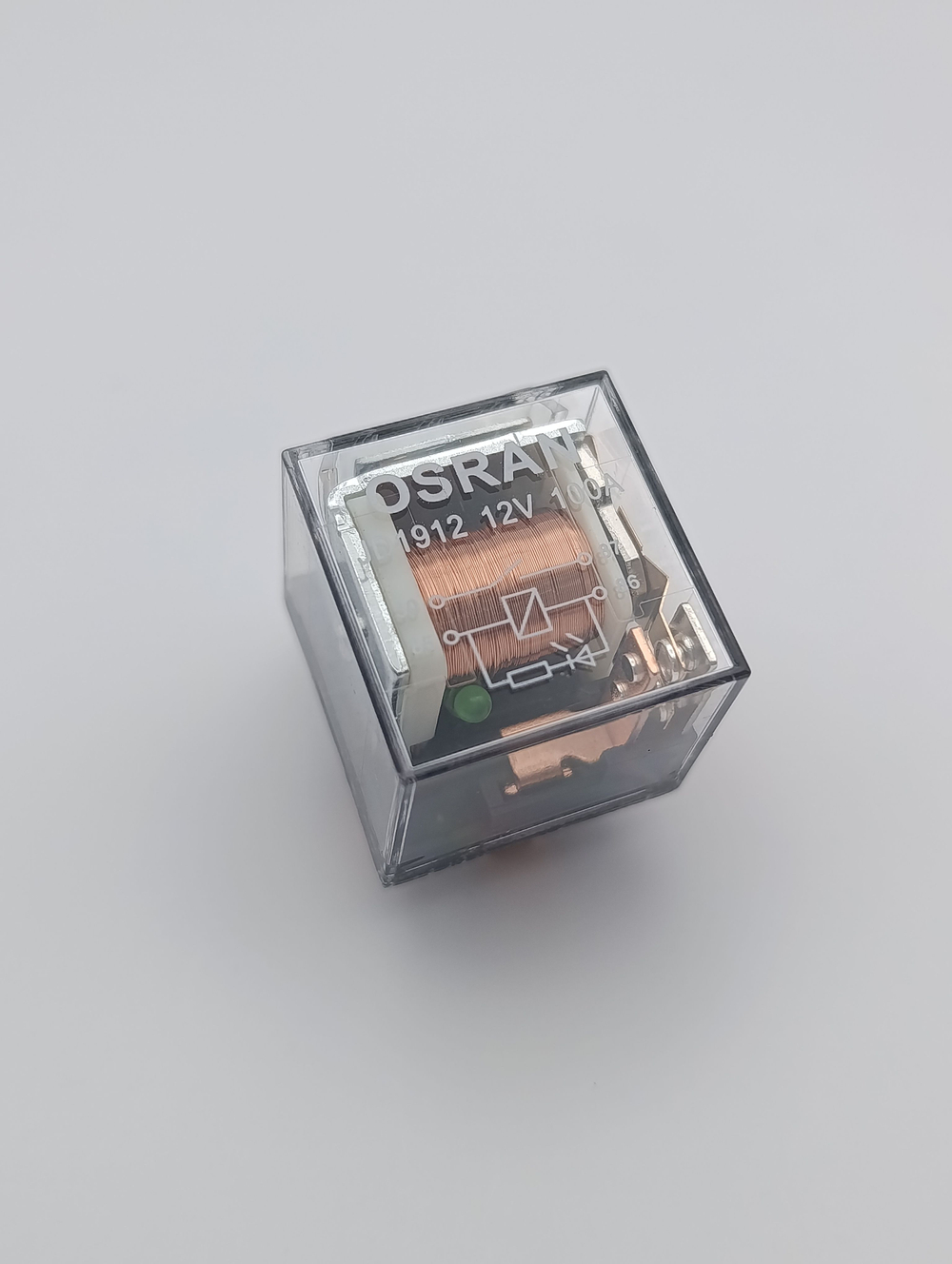 Реле универсальное автомобильное 12V 5 контов 100А с индикатором, с кронштейном, прозрачное