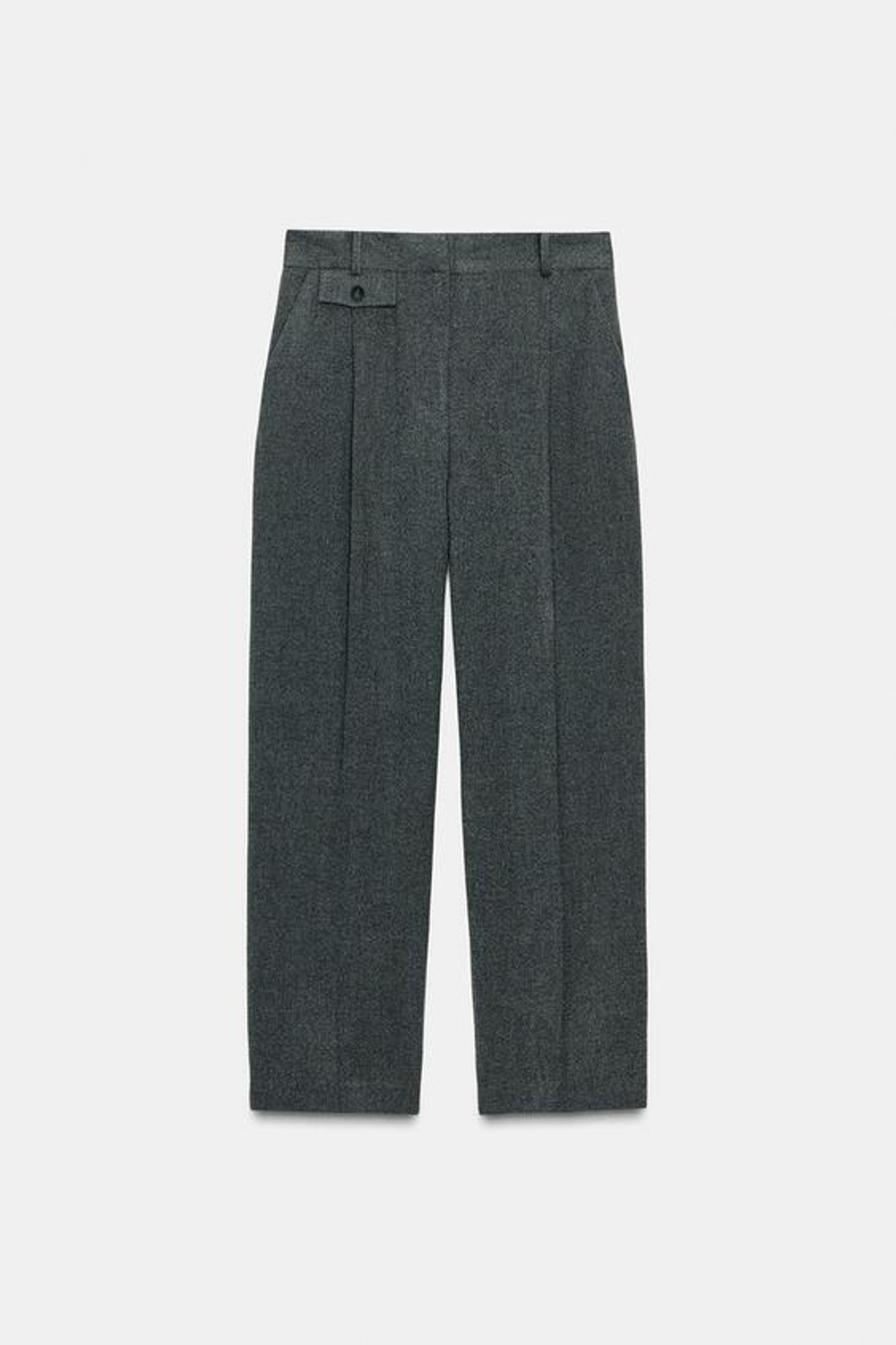 ZARA ПРЯМЫЕ БРЮКИ С ЗАЩИПАМИ, МЯГКИЙ СЕРЫЙ