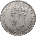 1 шиллинг. Британская Восточная Африка. Серебро. 1945 год. XF