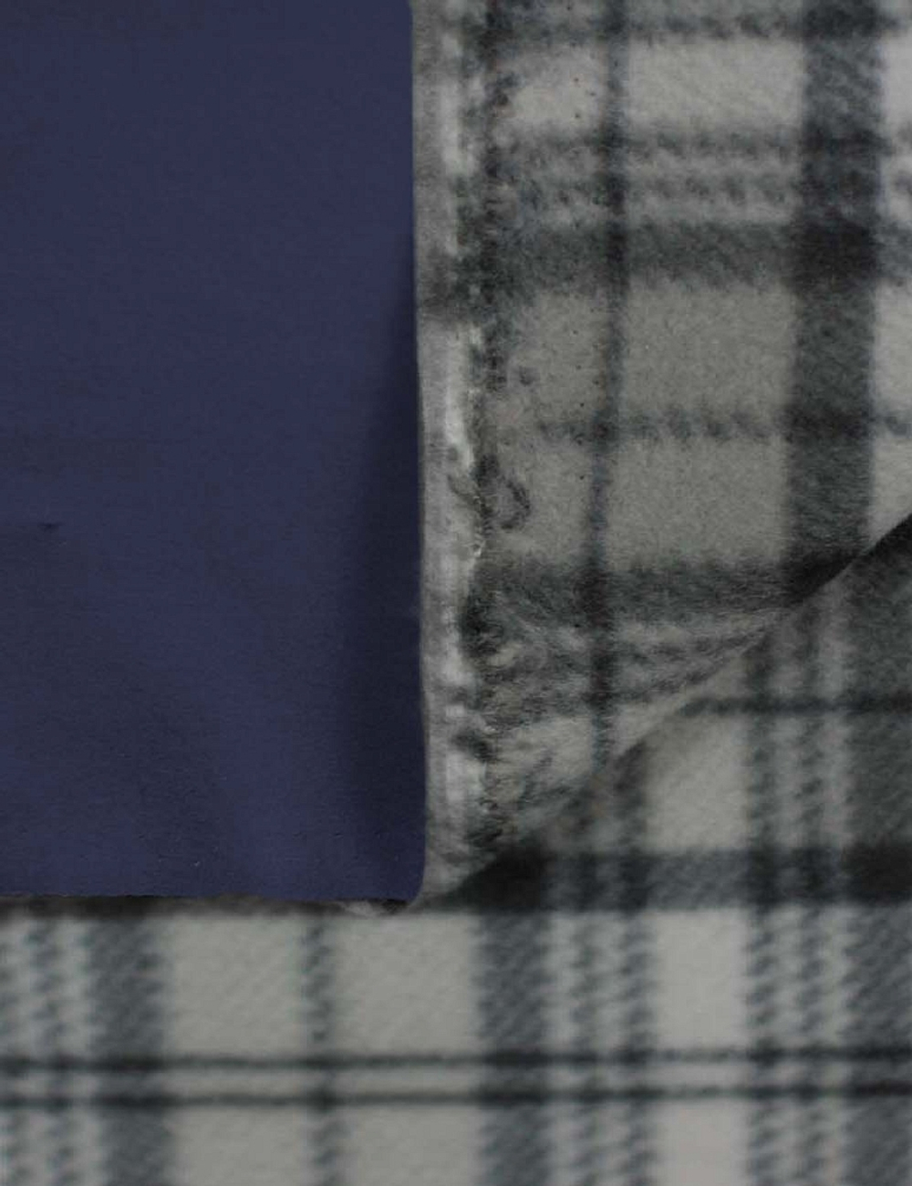 Ткань плащевая на флисе клетка, 270 гр/м2, 150 см, тёмно-синий