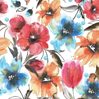 Яркие цветы акварелью