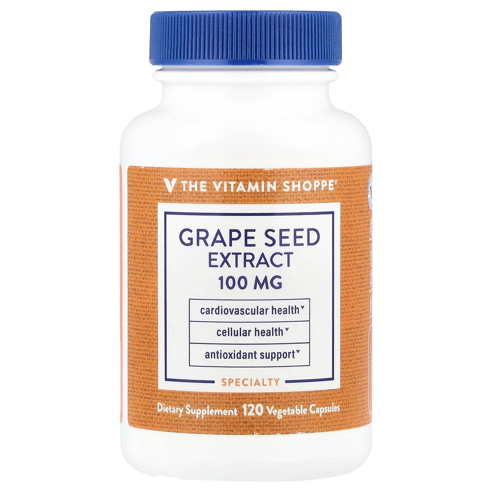 The Vitamin Shoppe, Экстракт виноградных косточек, 100 мг, 120 растительных капсул