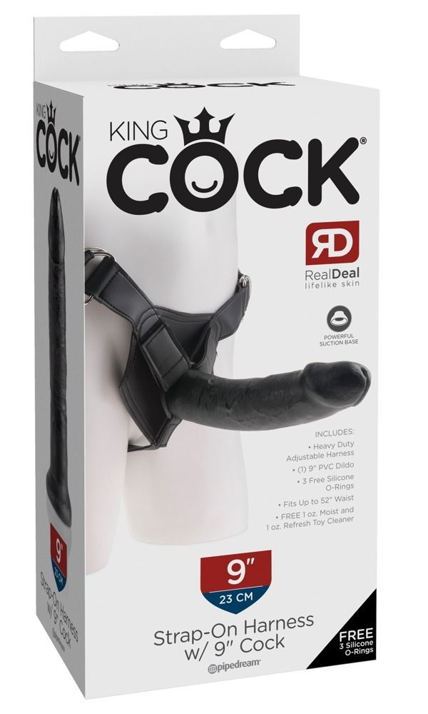 Страпон King Cock черный, 23 см