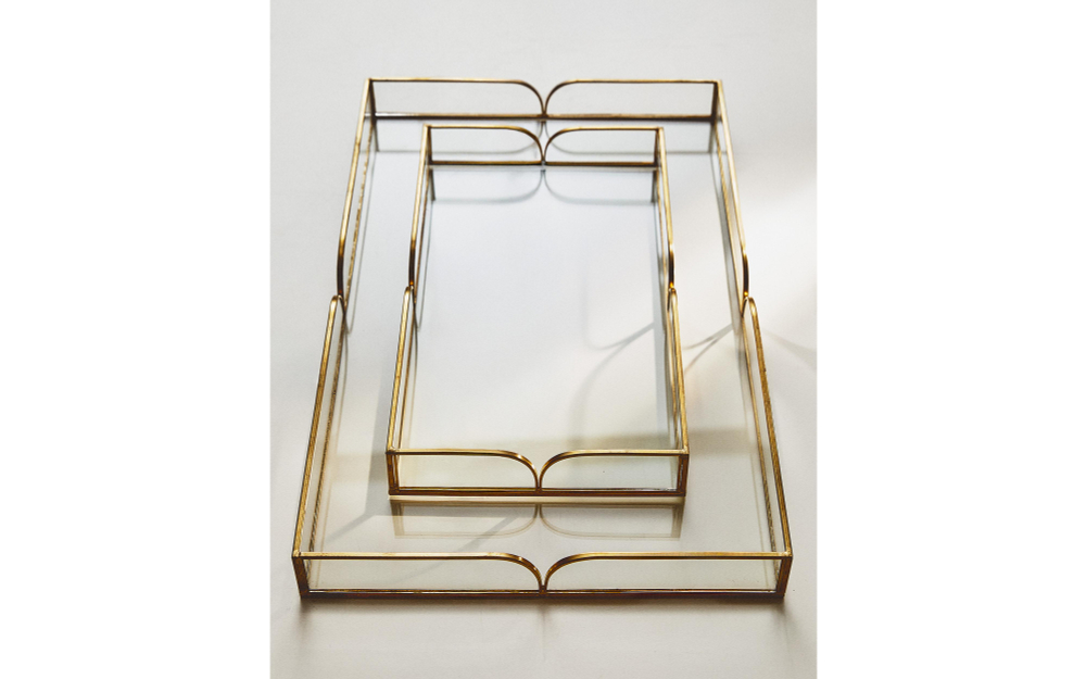 Zara Home Поднос из стекла, цвет золотой, 28 см