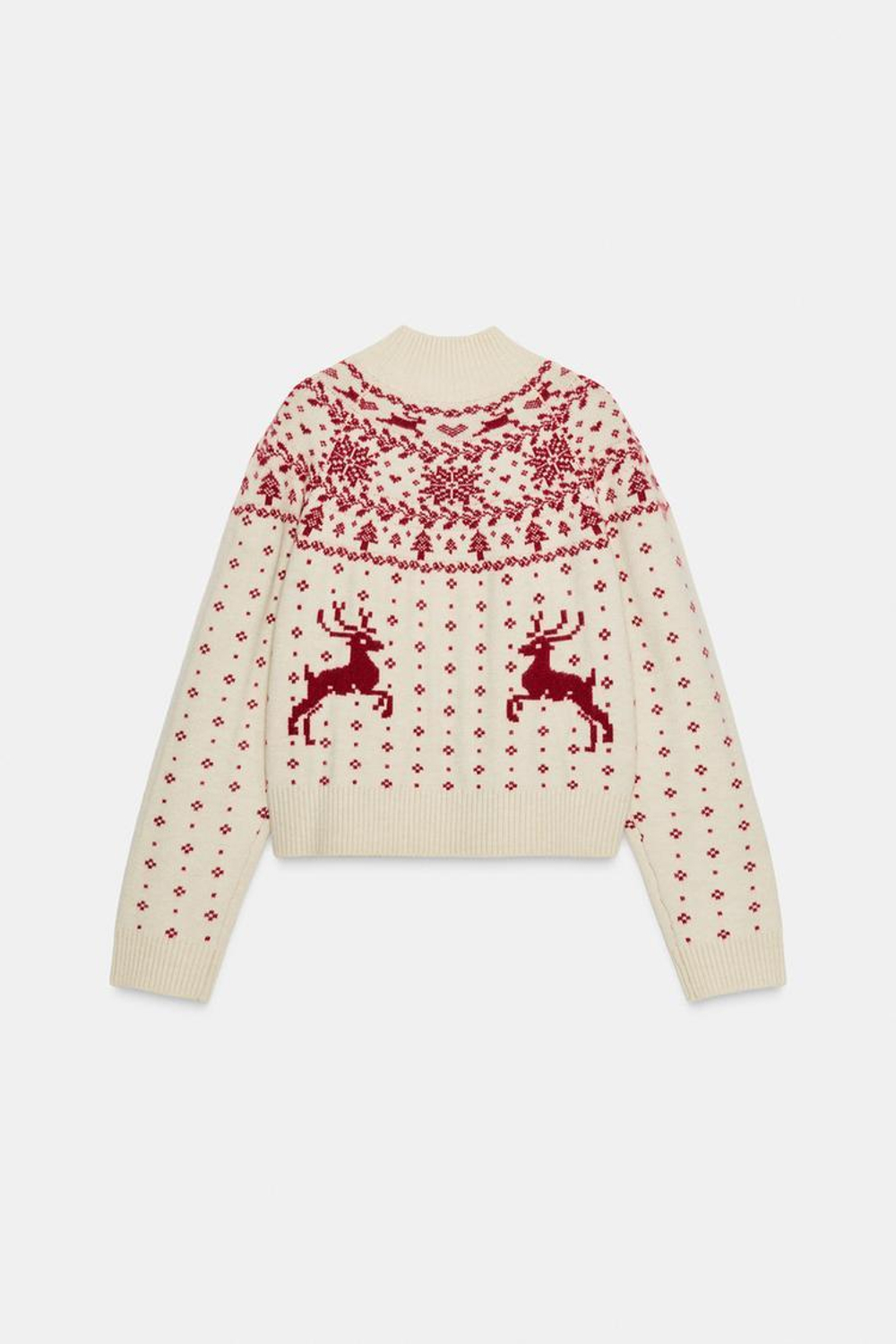 ZARA НОВОГОДНИЙ ЖАККАРДОВЫЙ СВИТЕР, РАЗНОЦВЕТНЫЙ