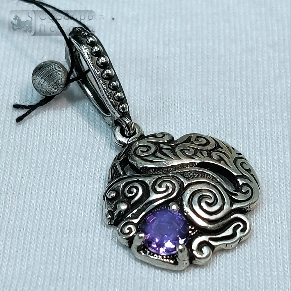 Подвеска "Белка векша" с зеленым агатом/аметистом