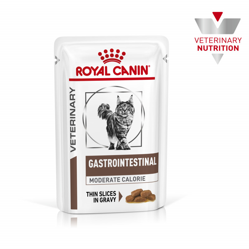 Royal Canin Gastrointestinal Moderate Calorie Гастроинтестинал Модерейт Кэлори Корм влажный диета для кошек склонных к набору веса соус 85г