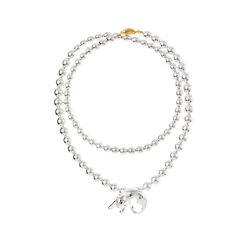 Колье Двойная Бусина с Пантерой