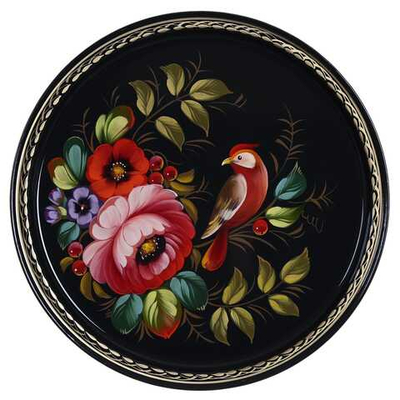 Жостовский поднос декоративный, размер 30 см (A9), металлический