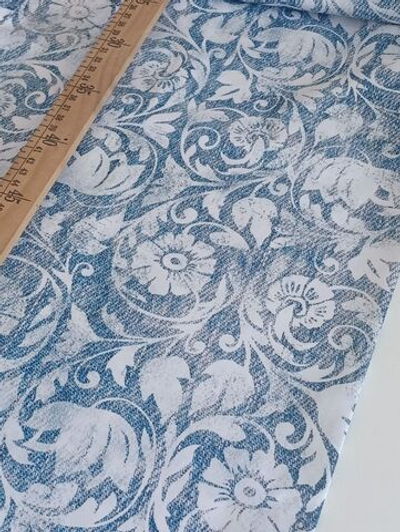 Дюспо (курточная ткань). Принт- Джинс абстракция, 1м