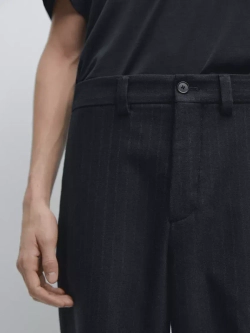 Massimo Dutti Фланелевые брюки с двойной полосой, темно-синий