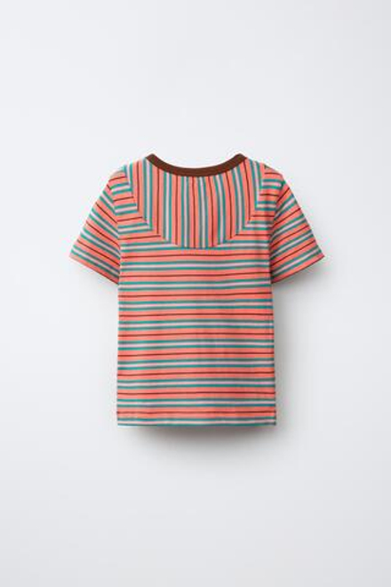 ZARA ФУТБОЛКА В ПОЛОСКУ, КОРАЛЛОВЫЙ