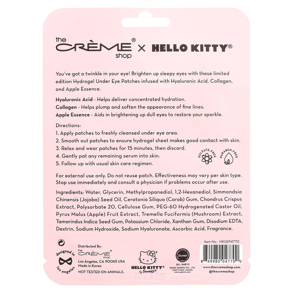 The Creme Shop, Hello Kitty®, Apple Of My Eye, гидрогелевые патчи для глаз, 4 г (0,14 унции)