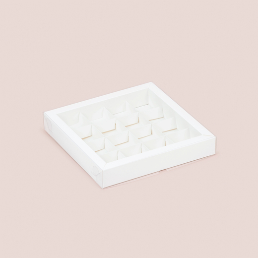 Коробка для 16 конфет с пластиковой крышкой