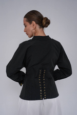 Блуза на молнии из хлопка с корсетом сзади