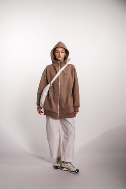 Худи на молнии с начесом, "Кофе с молоком"