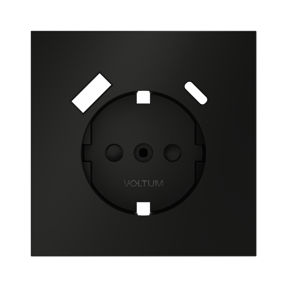 Накладка для розетки с заземлением и защитными шторками, с USB A+C, S70 (черный матовый)