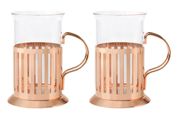 Набор стаканов с подстаканниками 2шт 250мл Maxwell & Williams Blend Colombia розовое золото