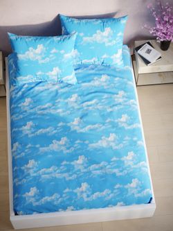 Постельное белье перкаль Сказка "Сlouds" 1,5-сп Наволочка 50х70 см 1 шт Простынь на резинке 90x200 см Пододеяльник 145x215 см