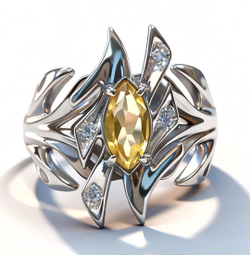 Ювелирное кольцо из серебра 925 пробы,вставка цитрин,фианиты.Размер 18