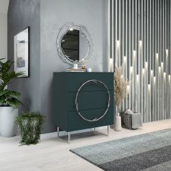Комод Арт Колор matte Стайл Сильвер с 3 ящиками Зеленый бирюзовый матовый
