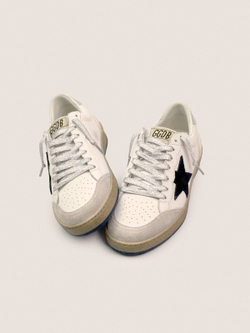 Ball Star in white leather with black star and heel tab