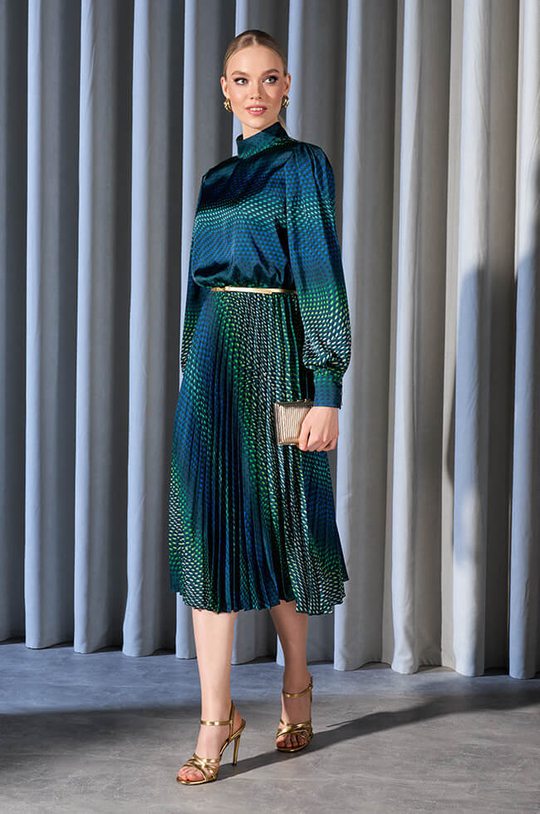 51518 Платье женское (сине-зеленый принт)