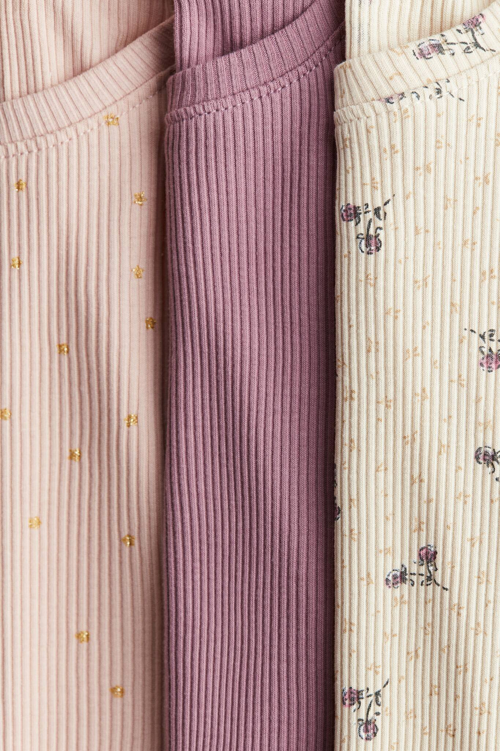 H&M Набор из трех хлопковых футболок с длинным рукавом, разноцветный