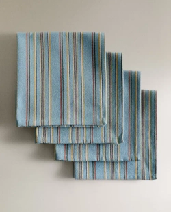 ZARA HOME НАБОР САЛФЕТОК ИЗ ХЛОПКА В РАЗНОЦВЕТНУЮ ПОЛОСКУ, СИНИЙ