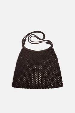 ZARA СУМКА-ШОПЕР МАКРАМЕ, КОРИЧНЕВЫЙ