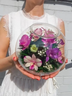 натуральные цветы в стекле, вакуум