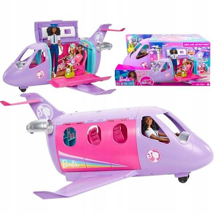 Игрушечный транспорт для куклы Barbie - Самолет Барби Aviation Adventure и кукла-пилот + 15 дорожных аксессуаров HCD49