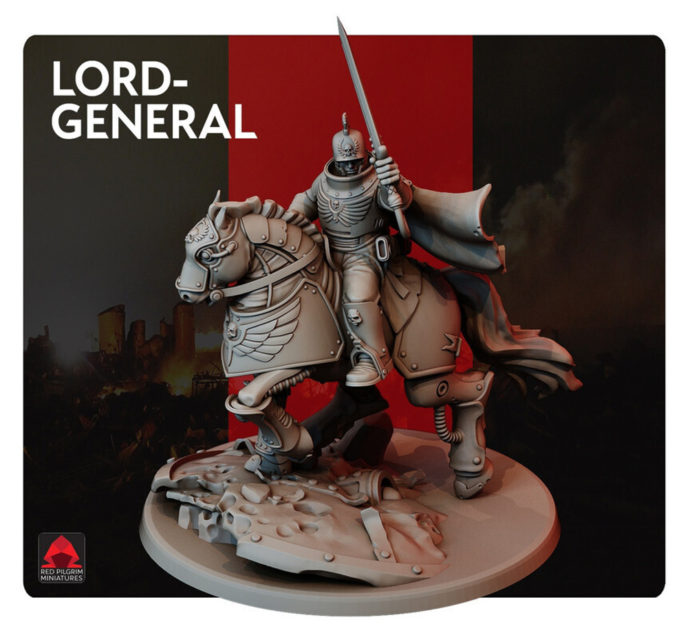 Astra Militarum Lord General на коне миниатюра для AOS,Waha, Настольная игра, НРИ, Варгейм, РПГ