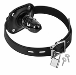 Черный кляп-фаллос с замком (Цвет: черный)