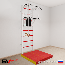 Шведская стенка Sv Sport усиленная 6714 (Турник стандарт/Брусья/Кольца/Мат 1м)