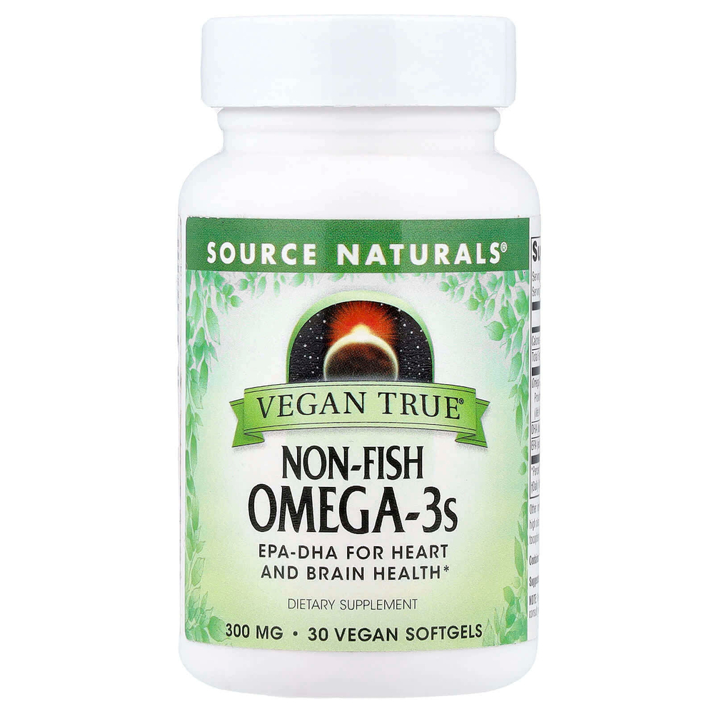 Source Naturals, Vegan True®, омега-3 не из рыбы, 300 мг, 30 веганских капсул