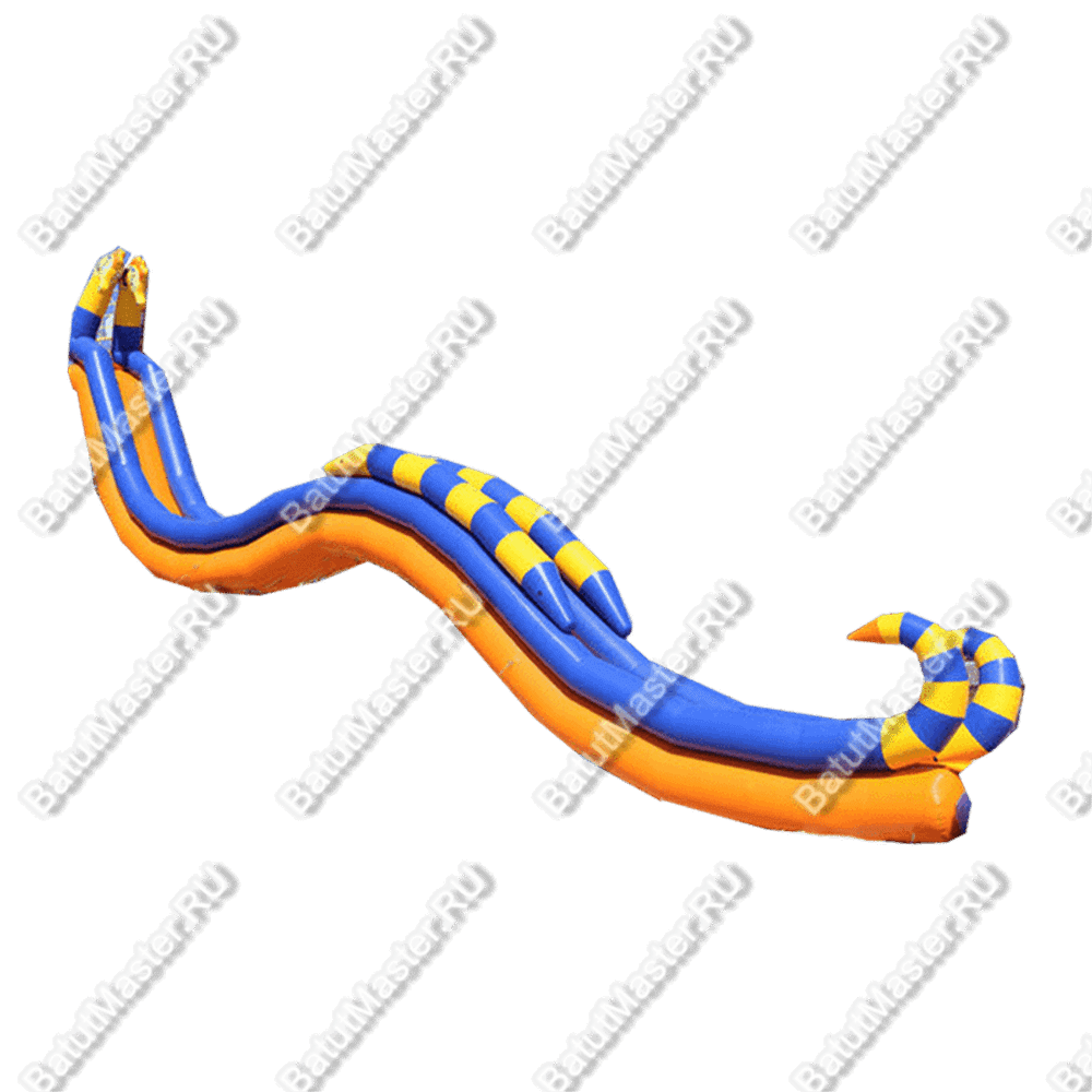 Надувная водная горка для вышки (опоры) с волнообразным спуском «Морской Конёк Pro» 10*3*7 м