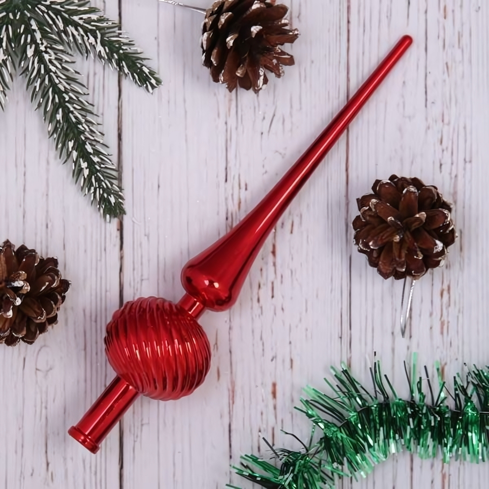 Верхушка на ёлку 25 см "Волна", Красный (Серпантин)