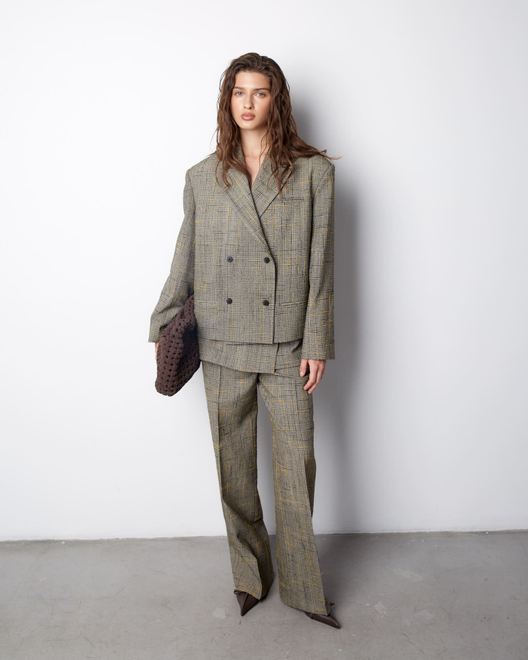 Жакет из шелка и вискозы Боттега Венета желтый/синий