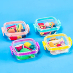 Набор ластиков фигурных в виде еды, 4-6 шт, длина каждого 3-5 см, в контейнере, Qihao, мягкие цветные, школьные стерки для детей