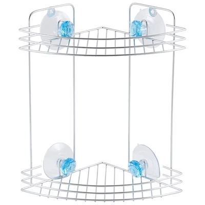 Полка угловая двухъярусная W2672 Бриллиант, синий (крепление: присоски)