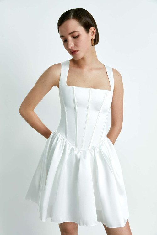 Платье мини корсетного типа из тафты с пышной юбкой