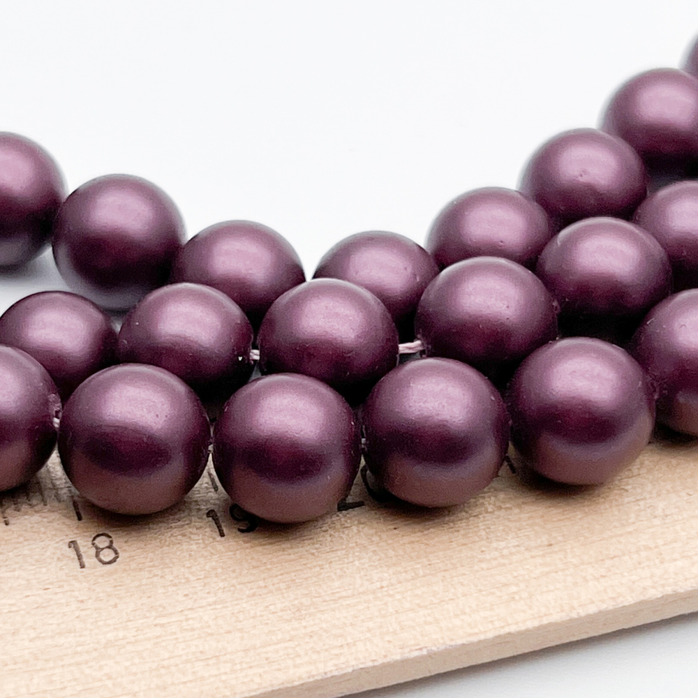 "Майорка" с эффектом сатин, цвет винный, диаметр 10,3 мм, цена за 9 шт (1/4 нити)