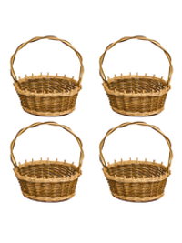 Корзинка овальная подарочная, набор 4 штуки, арт. O270GR/4, 27х19х10 см, высота с ручкой 34 см