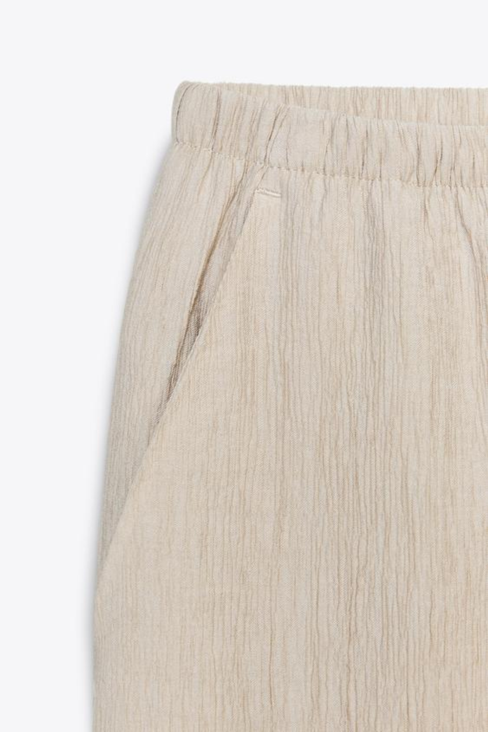 ZARA ШИРОКИЕ БРЮКИ С ЭЛАСТИЧНЫМ ПОЯСОМ, ПЕСОЧНЫЙ