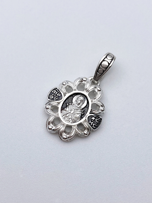 Образок из серебра/Чернение/С подвижным ухом/Семистрельная