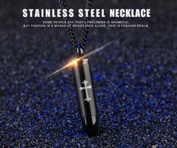 Мужской кулон с тайником "Чёрный патрон с крестом" Steelman 94157 с цепочкой 57 см
