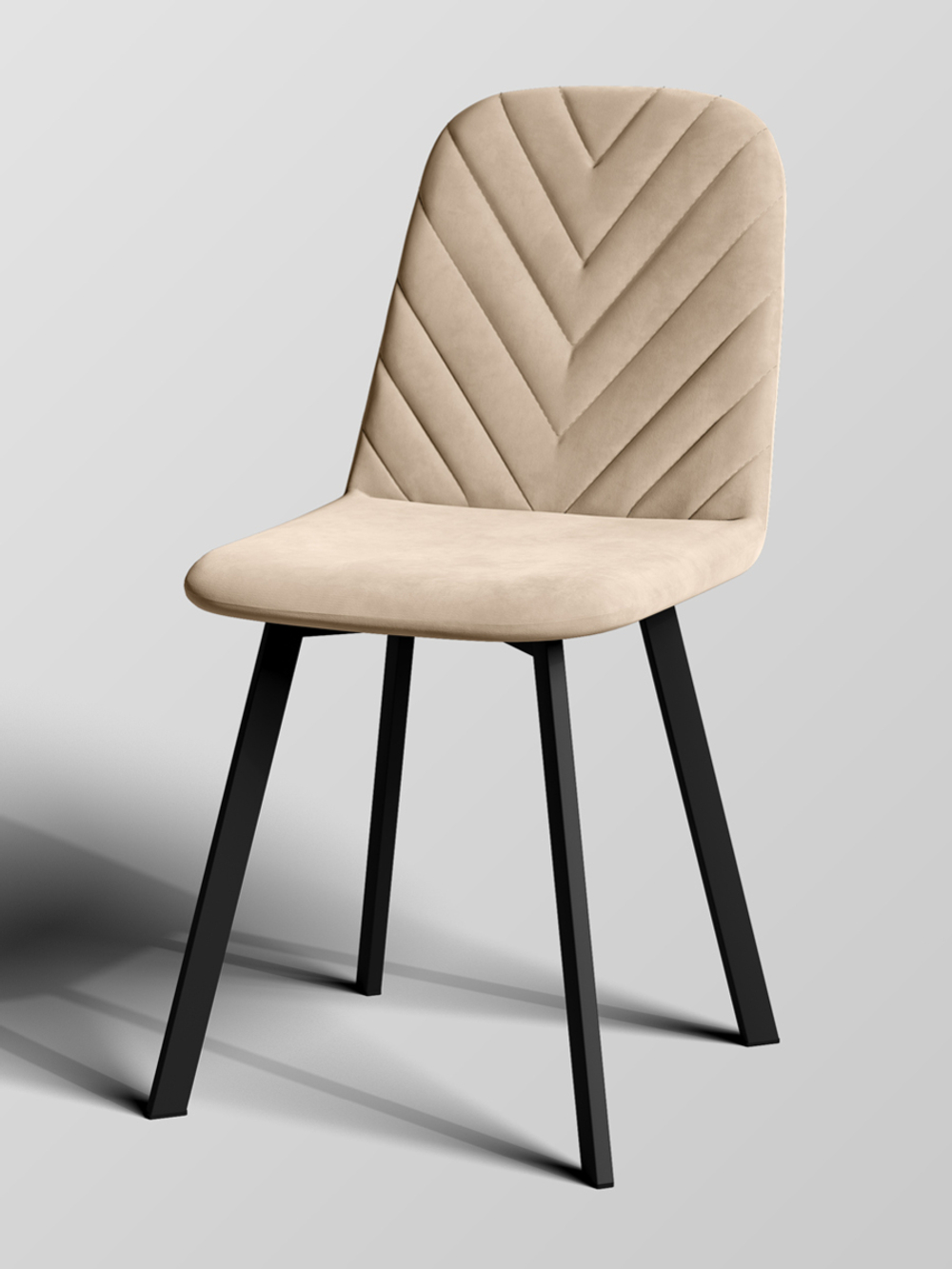 Стул Крафт М,  4шт каркас: черный, ткань: светло-бежевый Connect 05